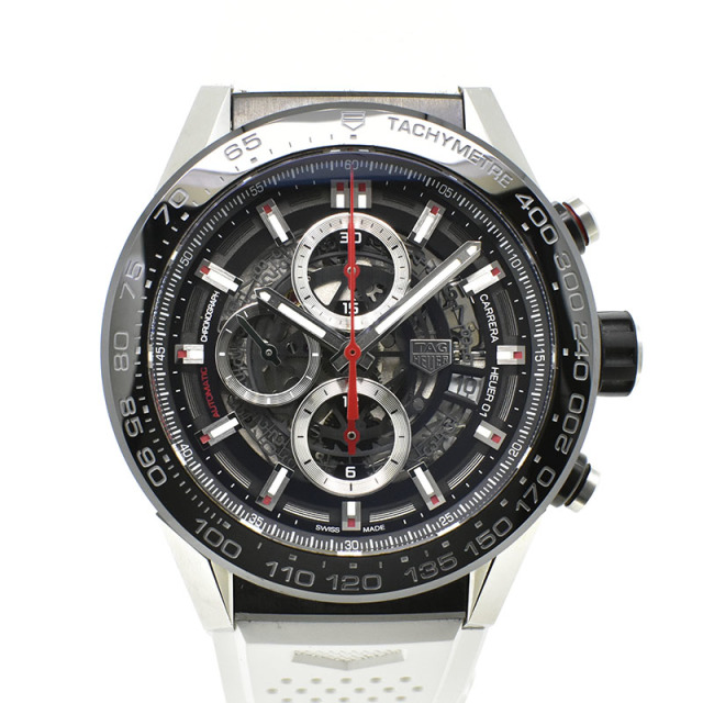 タグホイヤー　TAG HEUER　カレラ キャリバー ホイヤー01 ブラック ラバー　CAR2A1Z.FT6044　45mm　USED　中古