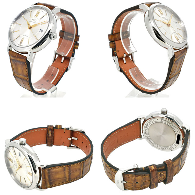 IWC ポートフィノ ミッドサイズ IW458101 SS 12Pダイヤ 37mm シルバー 革ベルト USED 中古