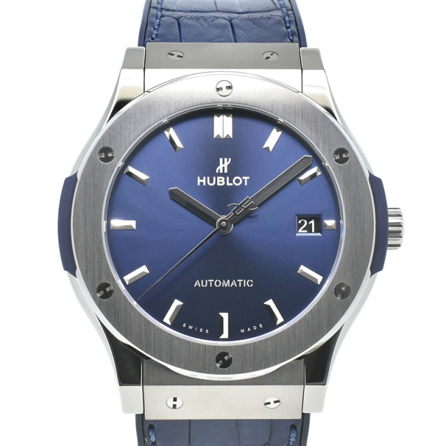 ウブロ　HUBLOT　クラシックフュージョン　チタニウム　511.NX.7170.LR　ブルー　45mm　USED　中古