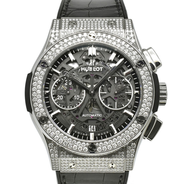ウブロ　HUBLOT　クラシックフュージョン アエロ クロノグラフ パヴェダイヤ　525.NX.0170.LR.1704　45mm　USED　中古