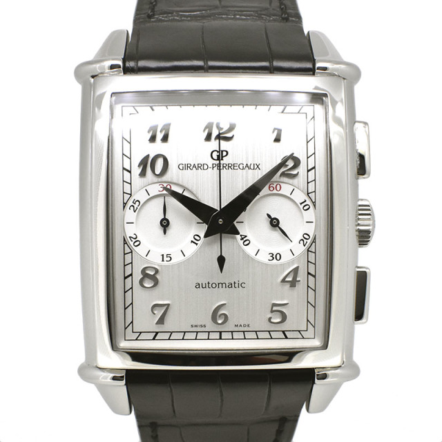 ジラール・ペルゴ　GIRARD PERREGAUX　ヴィンテージ1945 XXL クロノグラフ　25883-11-121-BB6C　SS　52×36mm　シルバー　革ベルト　USED  中古