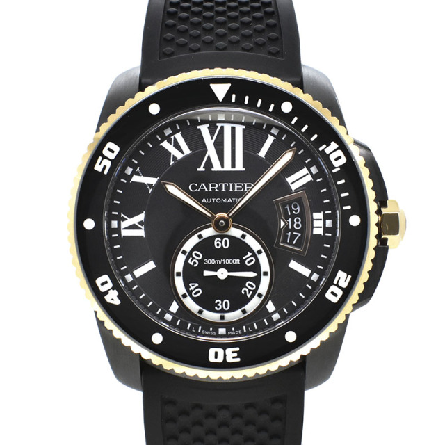 カルティエ　CARTIER　カリブル ドゥ カルティエ ダイバー　W2CA0004　18KPG/DLC加工　ラバー　42mm　USED　中古
