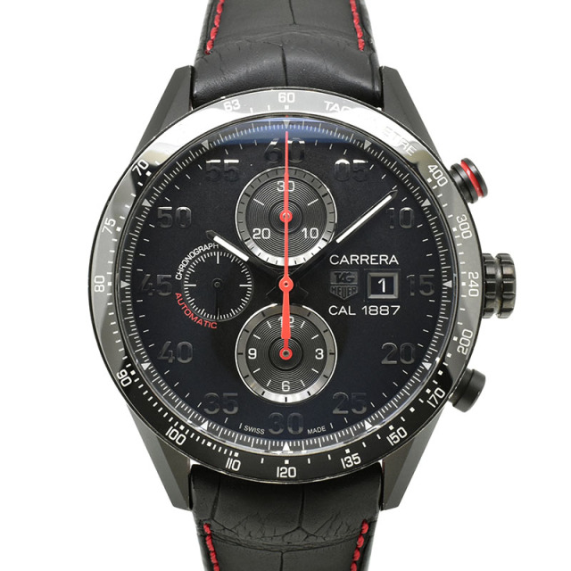 タグホイヤー　TAG HEUER　カレラ1887 クロノグラフ レーシング　CAR2A80.FC6237　チタン　PVD　革ベルト　43mm　USED　中古