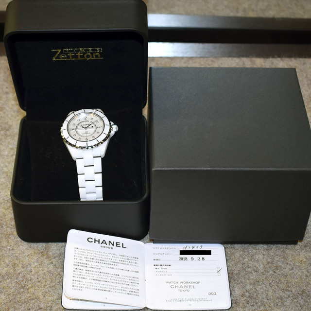 シャネル CHANEL J12 H2423 38mm 8Pダイヤ ホワイトシェル 自動巻き