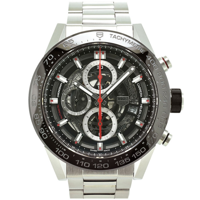 タグホイヤー　TAG HEUER　カレラ クロノグラフ キャリバー ホイヤー01 ブラック　CAR2A1W.BA0703　45mm　USED　中古