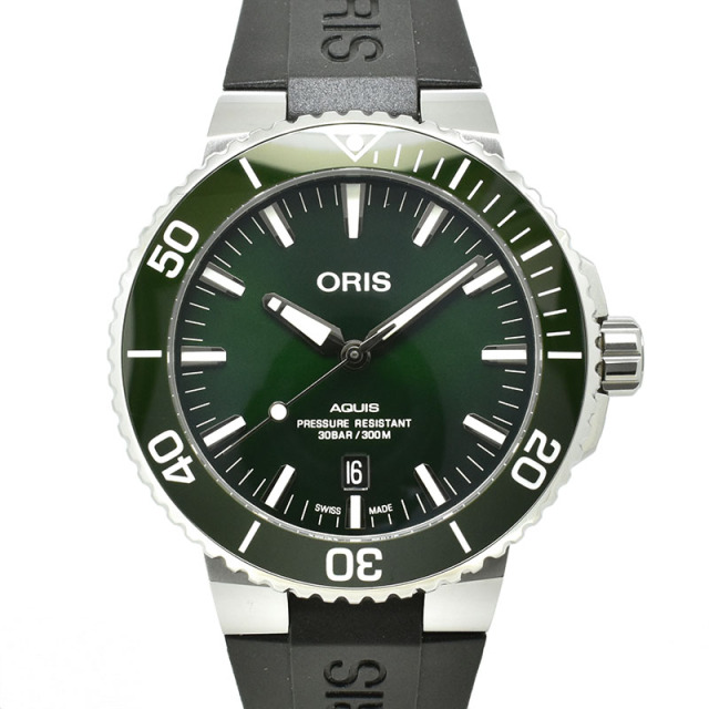 オリス　ORIS　アクイス デイト　733 7730 4157R　グリーン　43.5mm　USED　中古