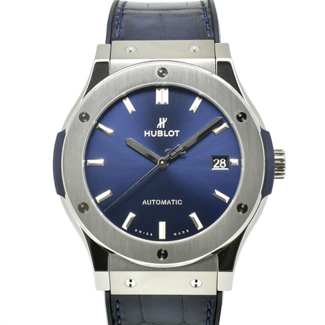 ウブロ　HUBLOT　クラシックフュージョン　チタニウム　511.NX.7170.LR　ブルー　45mm　USED　中古