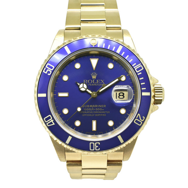 ロレックス　ROLEX　サブマリーナデイト　Ref.16618　18KYG　N番　ブルー　40mm　USED　中古