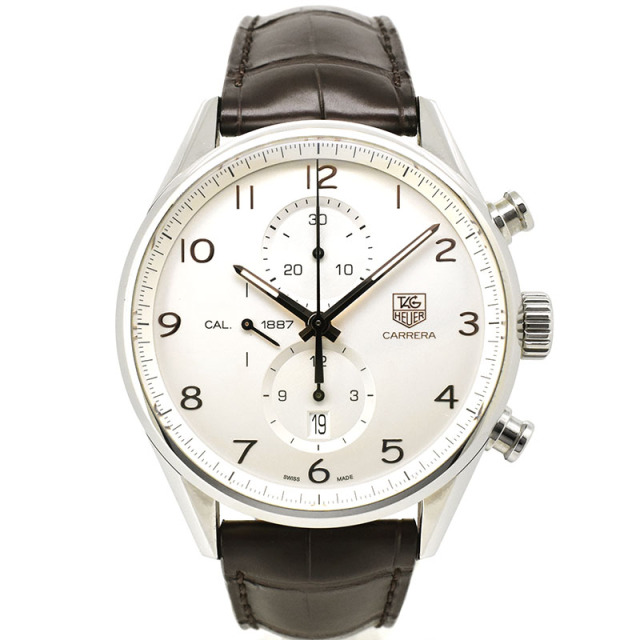 タグホイヤー　TAG HEUER　カレラ クロノグラフ キャリバー1887　CAR2012.FC6236　SS　シルバー　43mm　金針　革ベルト　USED　中古