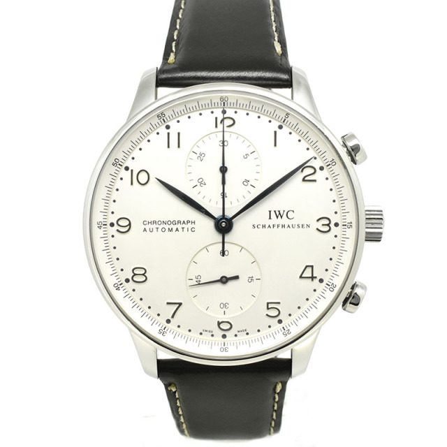 IWC　ポルトギーゼ　クロノグラフ　シルバー　青針　IW371417　自動巻　USED　中古