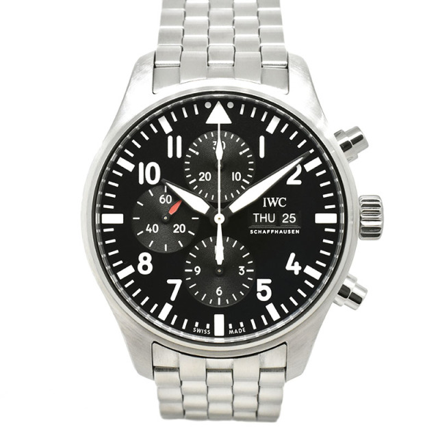 IWC　パイロットウォッチ クロノグラフ　IW377710　デイデイト　SS　ブラック　43mm　自動巻　USED　中古
