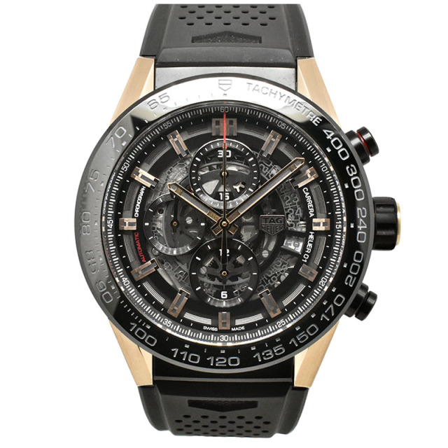 タグホイヤー TAG HEUER カレラ クロノグラフ キャリバー ホイヤー01 CAR2A5A.FT6044 ブラック ラバー 45mm USED 中古