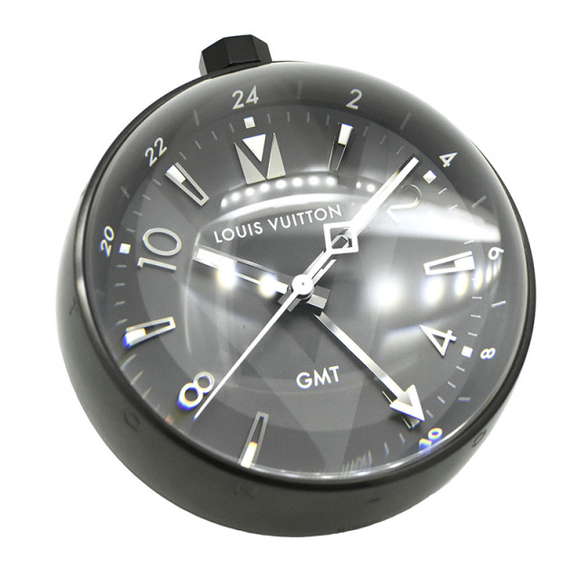 ルイヴィトン　LOUIS VUITTON 　タンブール オールブラック テーブルクロック GMT　Q1Q000　クォーツ　65mm　USED　中古