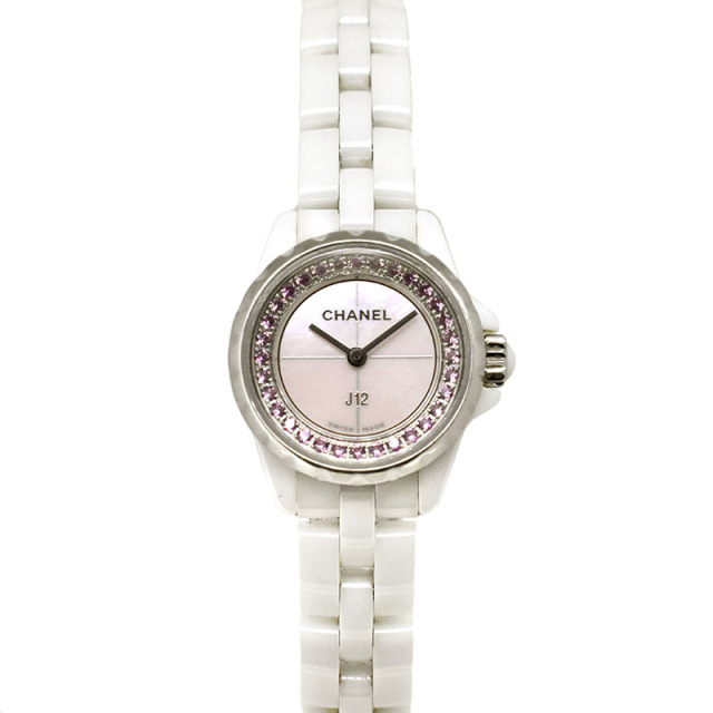 シャネル　CHANEL　J12 XS　H5512　19mm　ピンクサファイア　レディース　ホワイトセラミック　クォーツ　世界1200本限定　USED　中古