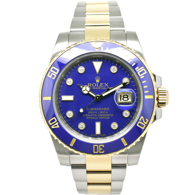 ロレックス　ROLEX　サブマリーナデイト　コンビ　Ref.116613GLB　ブルー　SS×YG　8Pダイヤ　ランダム番　USED　中古