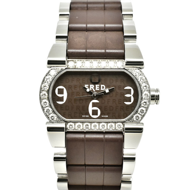 フレッド　FRED　ムーブ1 ベゼルダイヤ　FD012111　レディース　ブラウン　21×32.5mm　USED　中古