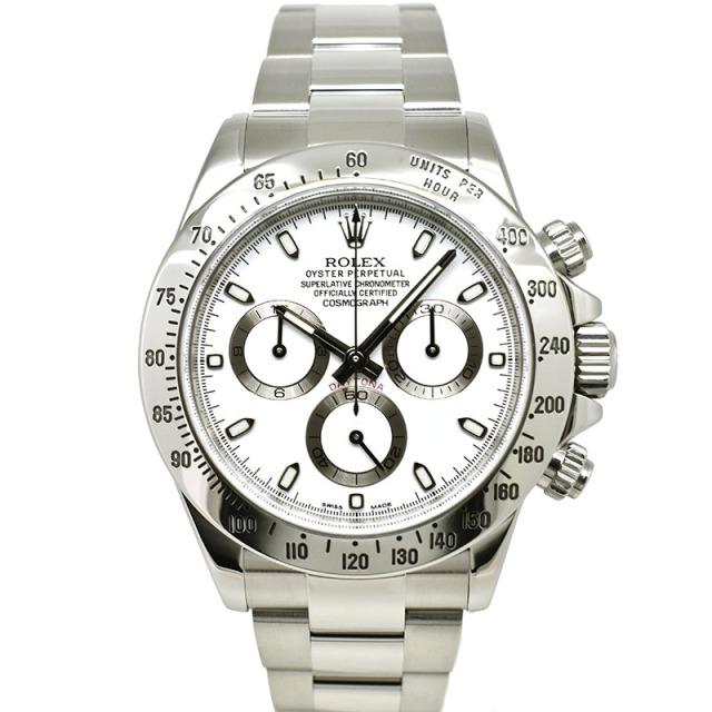 ロレックス　ROLEX　デイトナ　Ref.116520　SS　ホワイト　ランダム番　鏡面バックル　USED　中古