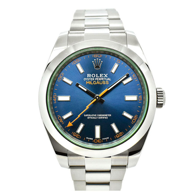 ロレックス　ROLEX　ミルガウス　116400GV　Zブルー　グリーンガラス　40mm　USED　中古
