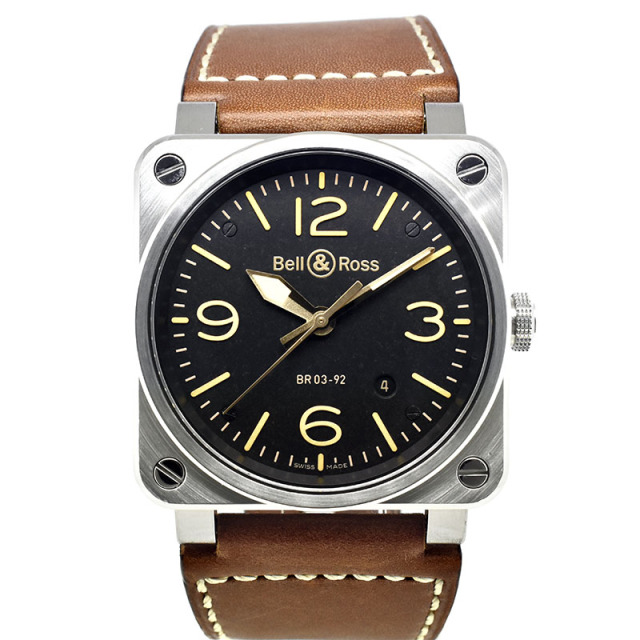 ベル＆ロス　BELL＆ROSS　BR03-92 ゴールデンヘリテージ　BR0392-ST-G-HE/SCA/2　ブラック　42mm　USED　中古