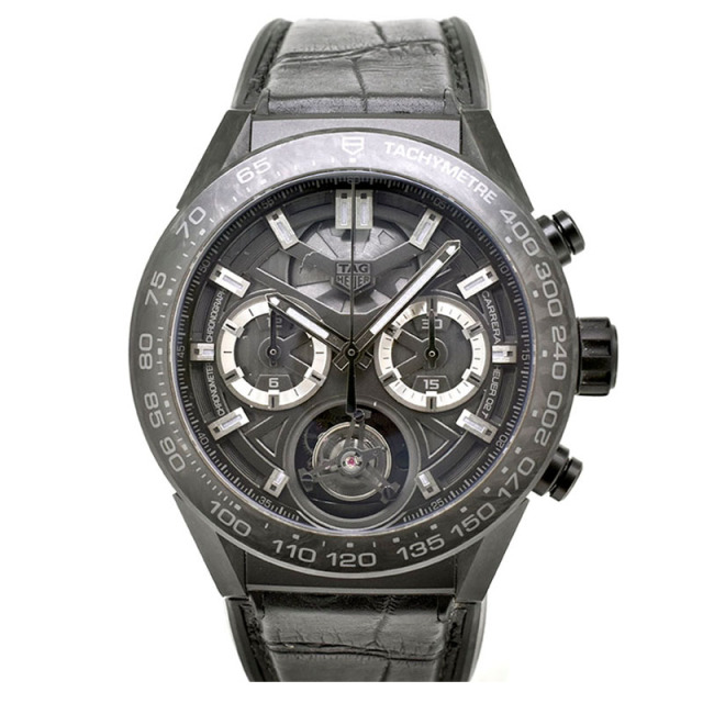 タグホイヤー　TAG HEUER　カレラ ホイヤー02T カーボン トゥールビヨン ファントム　CAR5A8P.FC6415　45mm　世界500本限定　USED　中古