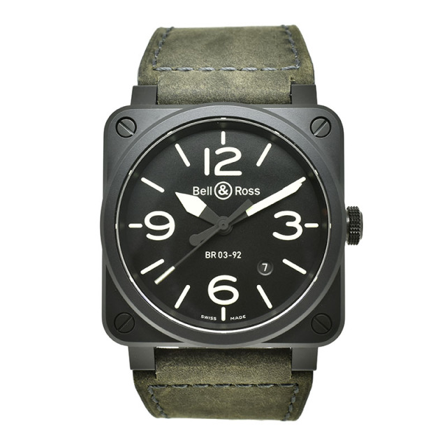 ベル＆ロス　BELL＆ROSS　BR03-92 ナイトラム　BR0392-BL3-CE/SCA　セラミック　42mm　USED　中古