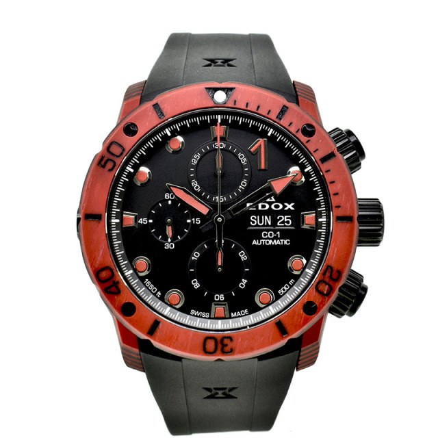 エドックス　EDOX　クロノオフショア1 カーボンクロノグラフ オートマチック　01125-CLNRN-NINRO　45mm　USED　中古