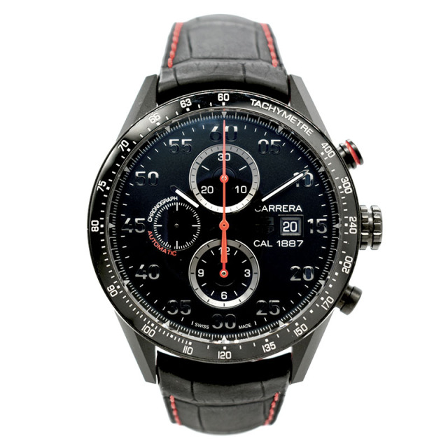 タグホイヤー　TAG HEUER　カレラ1887 クロノグラフ レーシング　CAR2A80.FC6237　チタン　PVD　革ベルト　43mm　USED　中古