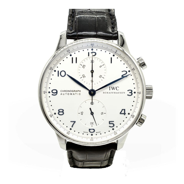IWC　ポルトギーゼ クロノグラフ　IW371446　シルバー　青針　41mm　USED　中古