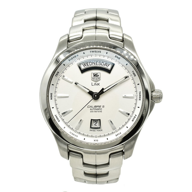 タグホイヤー　TAG HEUER　リンク キャリバー5 デイデイト　WJF2011.BA0592　シルバー　42mm　USED　中古