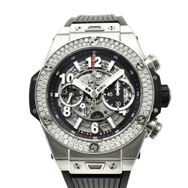ウブロ　HUBLOT　ビッグバン ウニコ チタニウム ダイヤベゼル　411.NX.1170.RX.1104　45mm　チタン　USED　中古