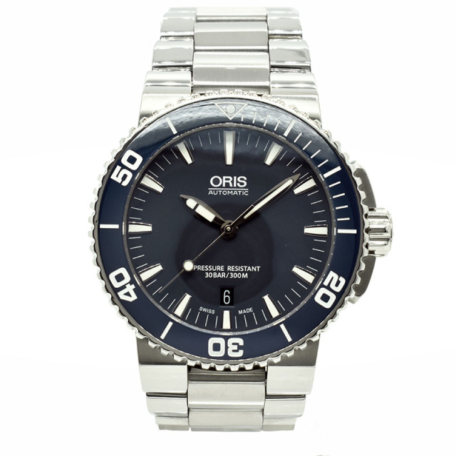 オリス　ORIS　アクイス デイト　733 7653 4155M　SS　ブルー　43mm　USED　中古