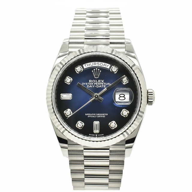 ロレックス　ROLEX　デイデイト 36　128239A　18KWG　36mm　ブルー　USED　中古