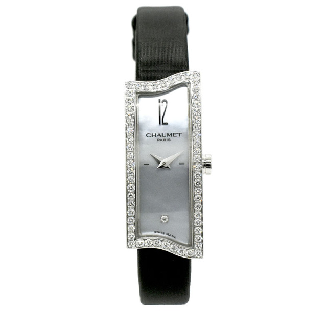ショーメ　CHAUMET　レディースウォッチ スクエアタイプ　ダイヤベゼル　31×15mm　18KWG　USED　中古