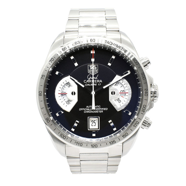 タグホイヤー　TAG HEUER　グランドカレラ クロノグラフ　CAV511A.BA0902　キャリバー17RS　ブラック　43mm　USED　中古