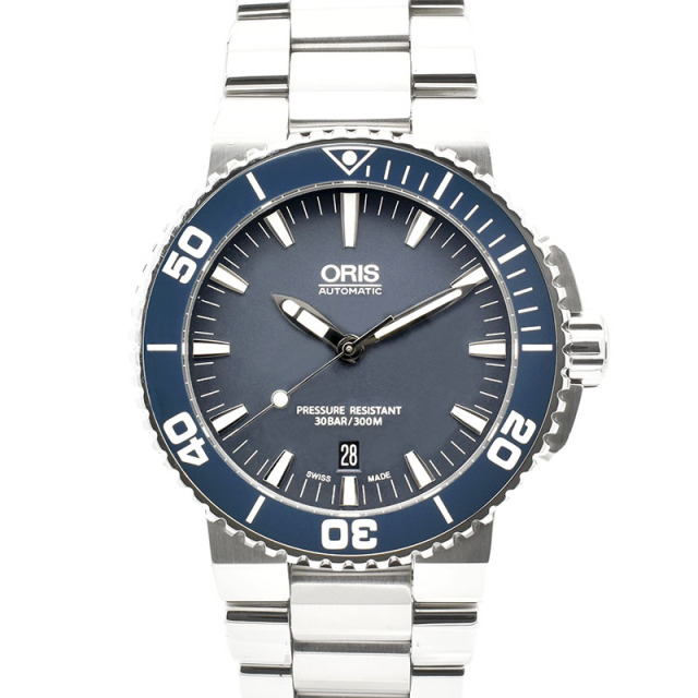オリス　ORIS　アクイス デイト　733 7653 4155M　SS　ブルー　43mm　USED　中古