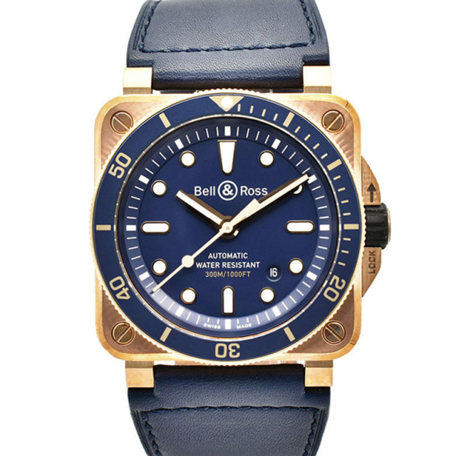 ベル＆ロス　BELL＆ROSS　BR0392-D-LU-BR/SCA　BR03-92 ダイバー ブロンズ　42mm　世界999本限定　ブルー　USED　中古
