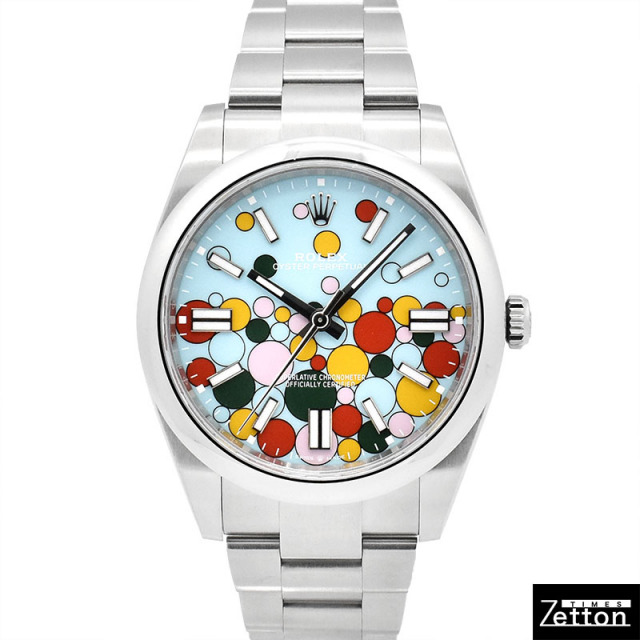 ロレックス ROLEX オイスターパーペチュアル 41 124300 自動巻き ターコイズブルー/セレブレーションモチーフ 41mm メンズ 未使用品 Zetton