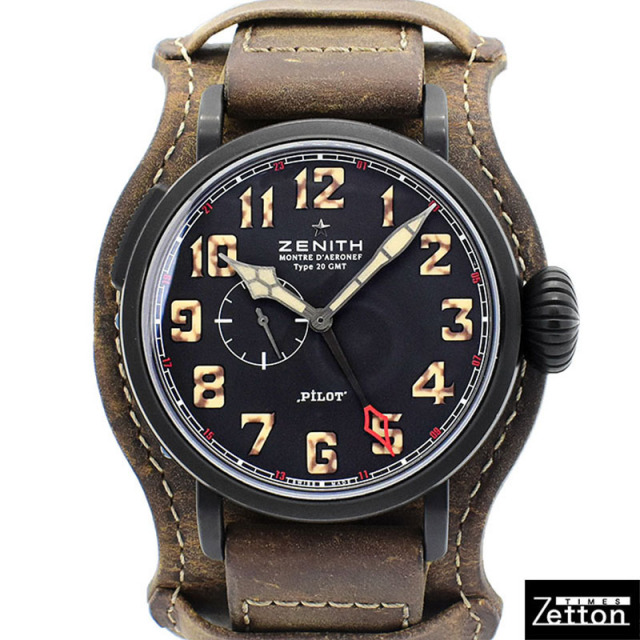 ゼニス ZENITH パイロット タイプ20 GMT 1903 96.2431.693/21.C738 世界1903本限定 自動巻き ブラック 48mm メンズ USED 中古 Zetton
