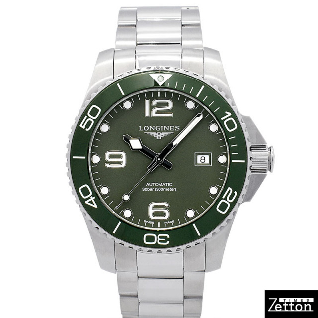 ロンジン LONGINES ハイドロコンクエスト L3.781.4.06.6 自動巻き グリーン 41mm メンズ USED 中古 Zetton