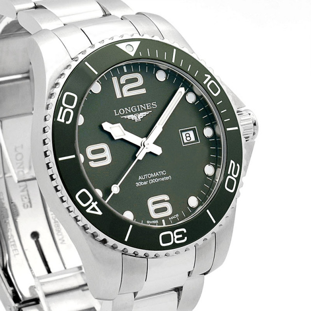 ロンジン LONGINES ハイドロコンクエスト L3.781.4.06.6 自動巻き グリーン 41mm メンズ USED 中古 Zetton