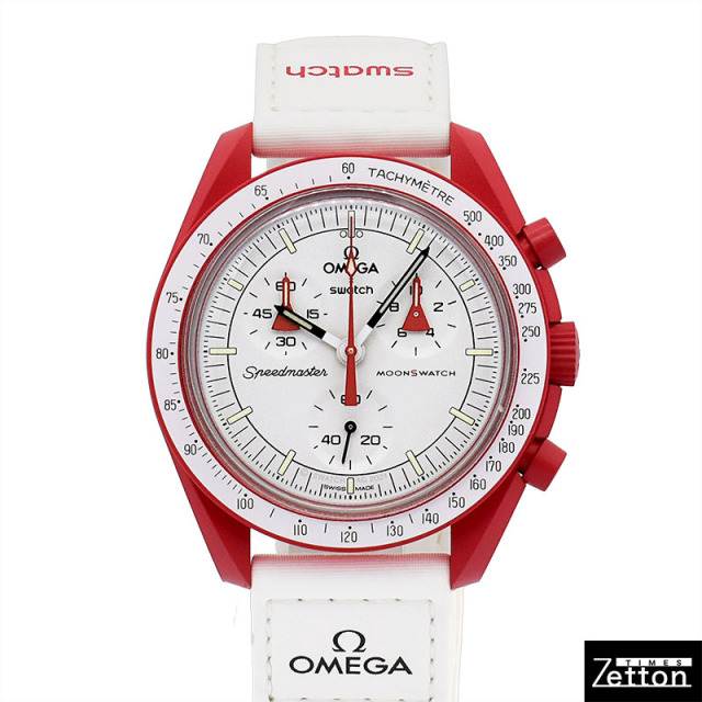 オメガ×スウォッチ OMEGA × Swatch ミッション トゥ マーズ 火星ミッションモデル SO33R100 クォーツ ホワイト 42mm メンズ 未使用品 Zetton