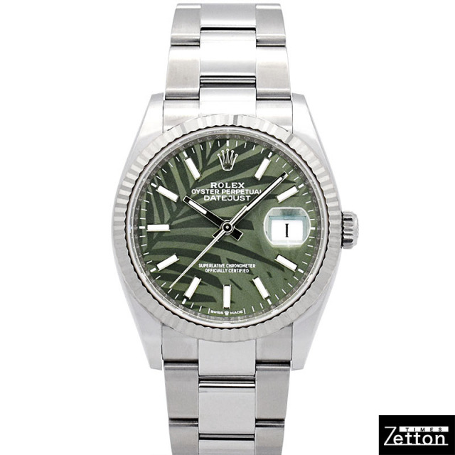 ロレックス ROLEX デイトジャスト 36 126234 自動巻き オリーブグリーン/パームモチーフ 36mm メンズ USED 中古 Zetton