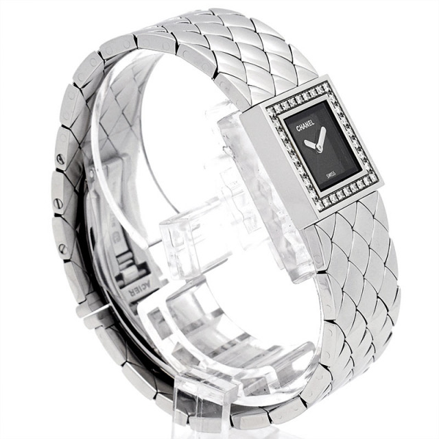 シャネル CHANEL マトラッセ H0489 ダイヤベゼル ヴィンテージ レディース 腕時計 ブラック クォーツ ウォッチ Matelasse 90295701 マトラッセ CHANEL シャネル ベゼルダイヤ H0489 レディース クォーツ
