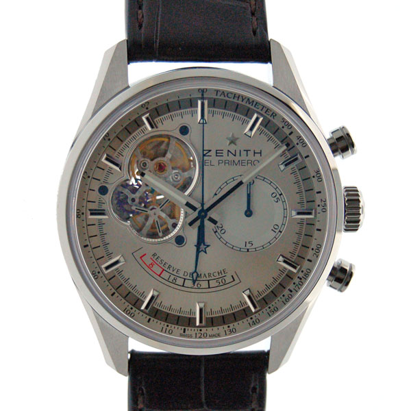 ゼニス　ZENITH　クロノマスターオープン　パワーリザーブ　03.2080.4021/01.C494　SS　シルバー　革　Dバックル　新品