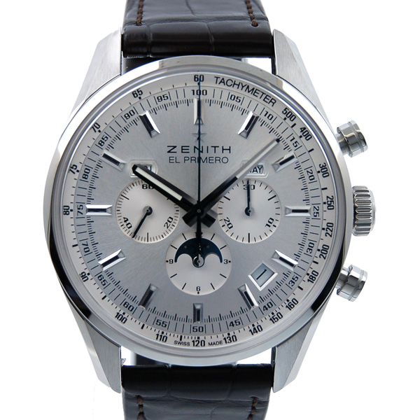 ゼニス　ZENITH　エルプリメロ410　03.2091.410/01.C494　SS　ムーンフェイズ　42mm　シルバー　革　新品