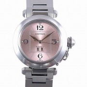 カルティエ　CARTIER　パシャC　ピンク　ビッグデイト　W31058M7　35mm　ボーイズサイズ　訳あり大特価