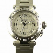 カルティエ　CARTIER　パシャC　メリディアン　ＧＭＴ　シルバー　W31078M7　新型スモールデイト　35mm