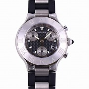 カルティエ　CARTIER　マスト21　クロノスカフ　W10125U2　ブラック　ラバー　クォーツ