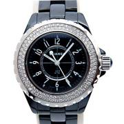 シャネル　CHANEL　J12　黒セラミック　レディース　H0949　クォーツ　33mm　200m防水　純正ベゼルダイヤ