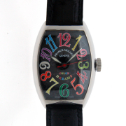 フランクミュラー　FRANCK MULLER　トノーカーベックス　5850SCCD　カラードリーム　SS　ブラック　革ベルト　新品